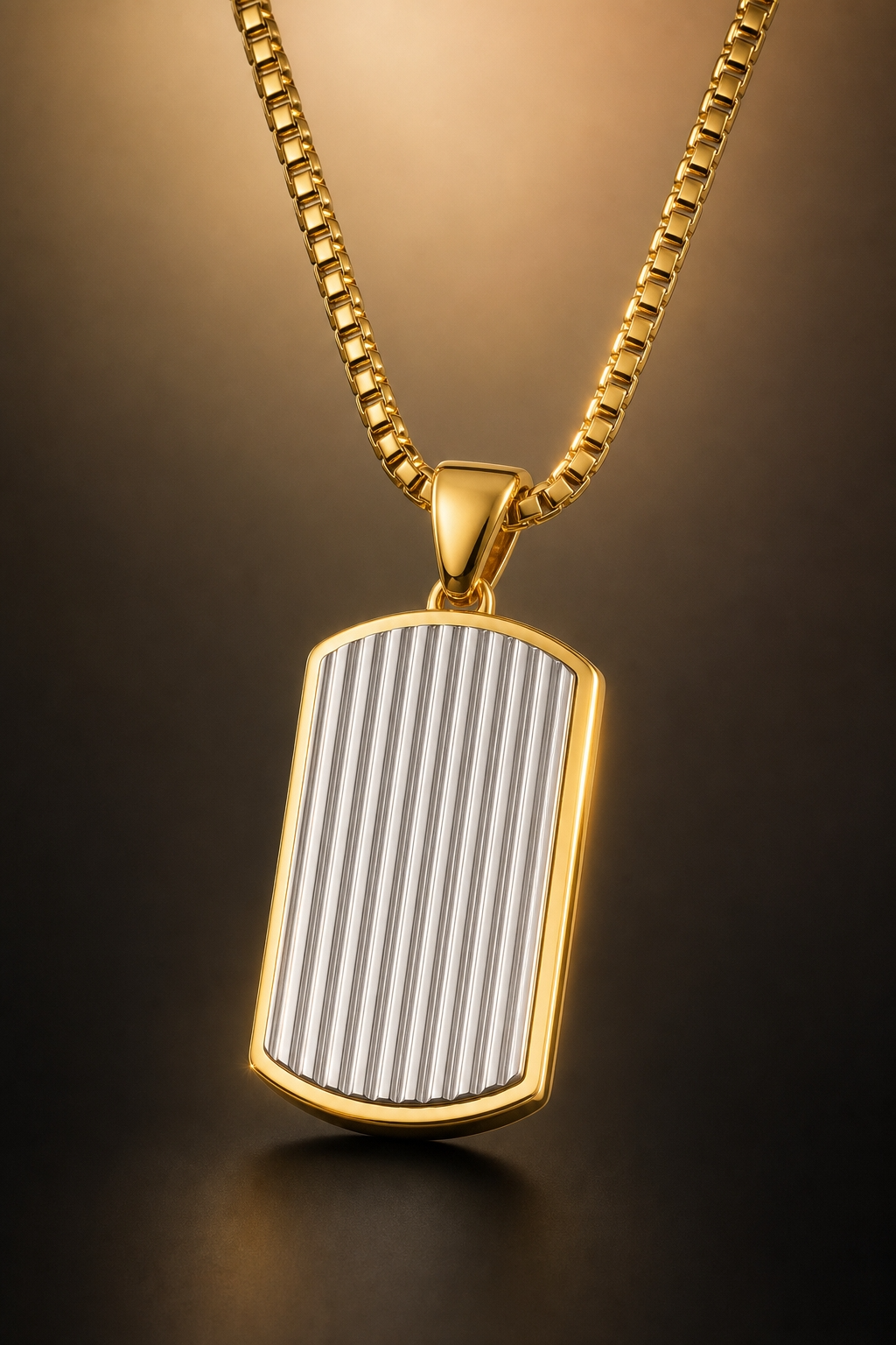 Ultra Posh D-Tag Silverline Golden Necklace | 18K PVD REAL Gold Plated- For Men| Includes: Necklace