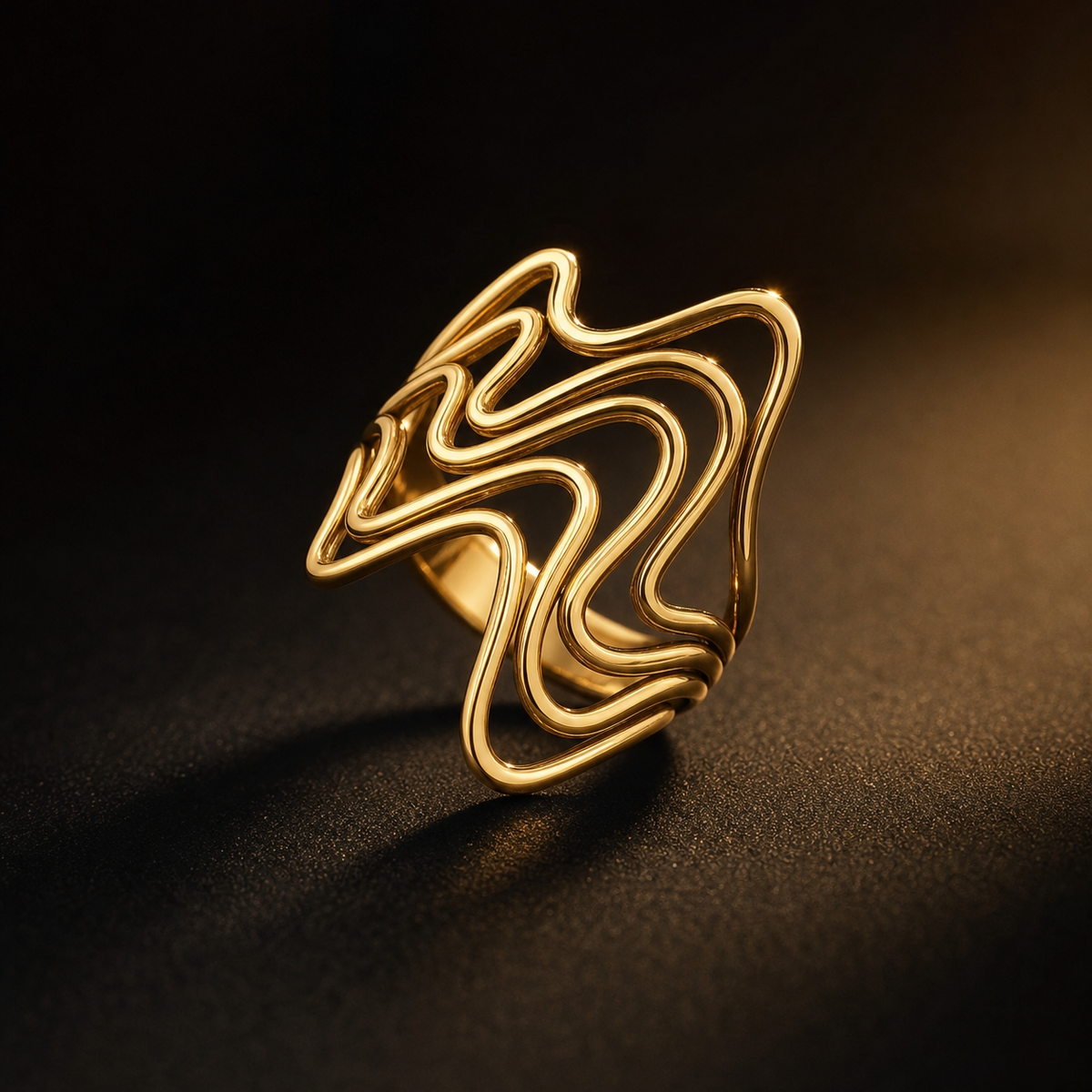 Organic Multi-Wave Dainty Flexi Size Ring | 18K PVD Gold Plated- For Women | Includes: Ring