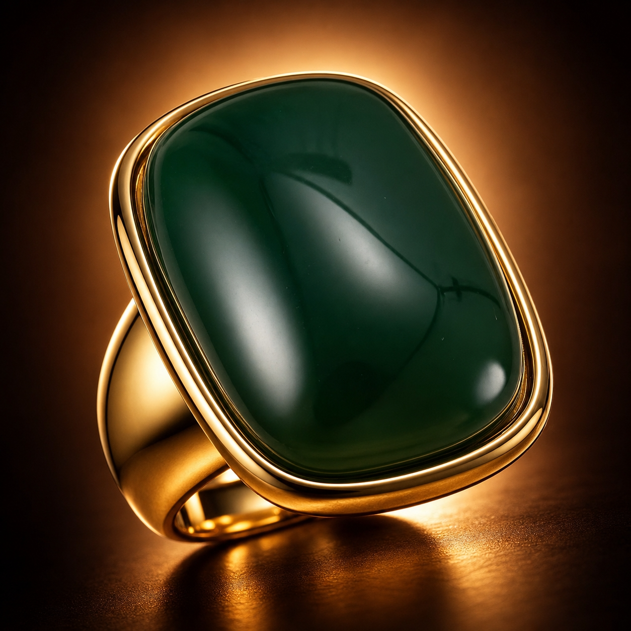 Ultra Bold Natural Green Agate Stone Golden Ring | 18K Real Gold PVD Plated– For Women | Includes: Ring