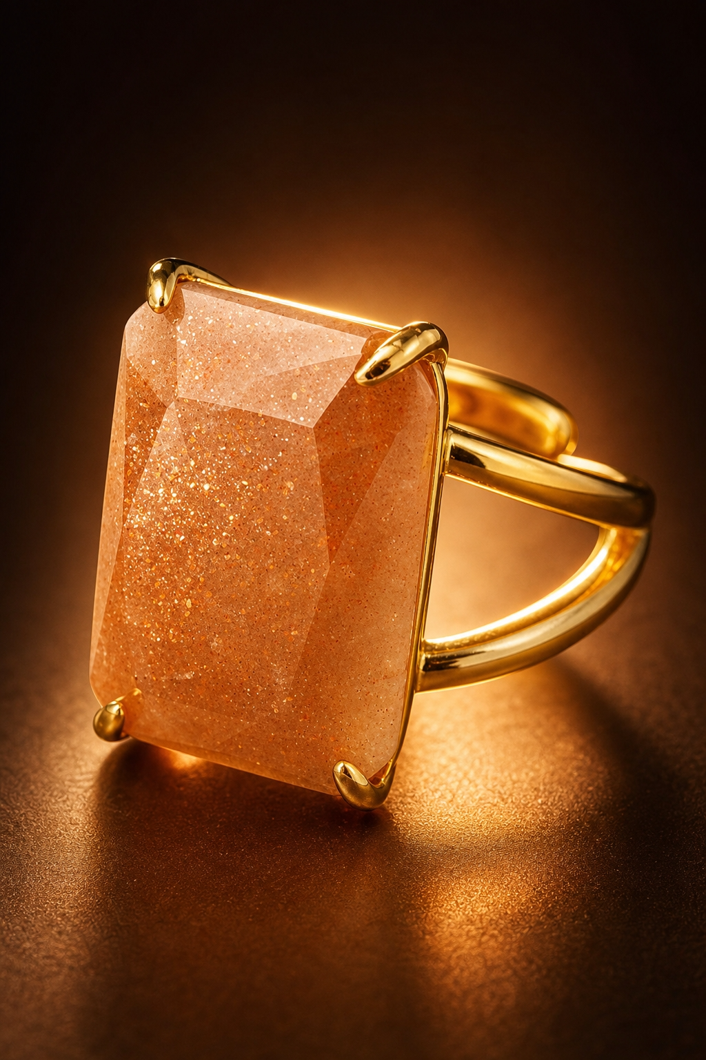 BOLD Natural Berry Quartz Golden Flexi Size Ring | 18K Real Gold PVD Plated– For Women | Includes: Ring