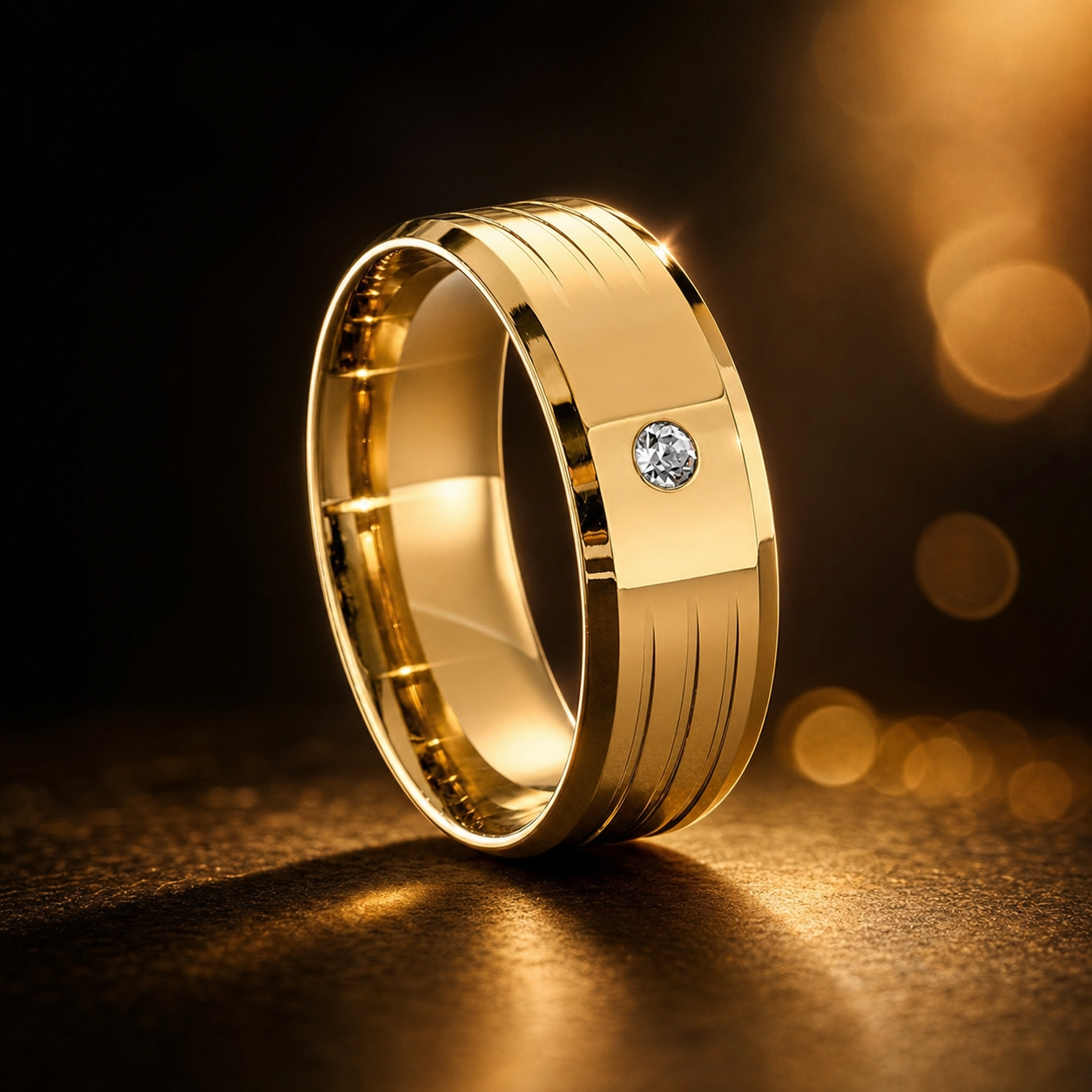 Solitire Mini Zircon Titanium Steel Golden Ring | 18K Real Gold PVD Plated– For Women | Includes: Ring
