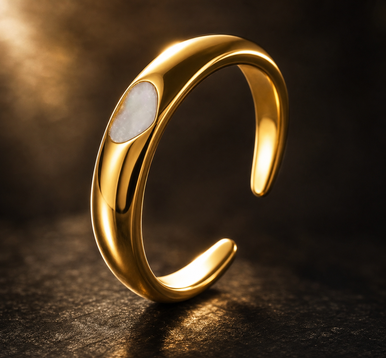 Ultra modern inlaid White Heart Flexi Size Ring | 18K PVD Gold Plated- For Women | Includes: Ring