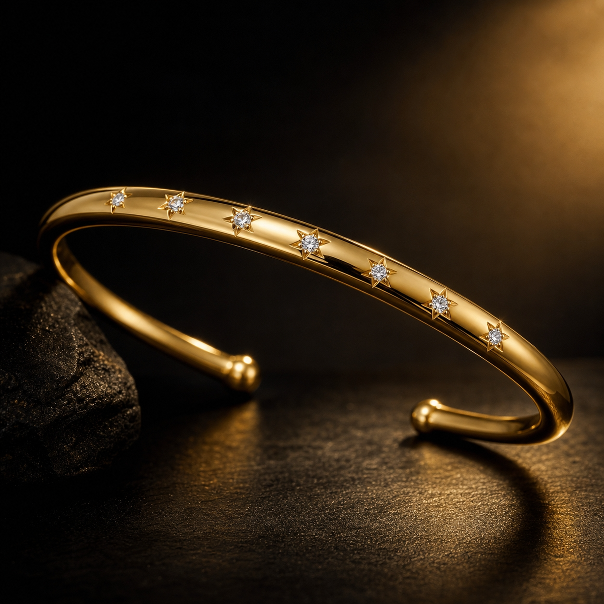Starlight STAR-SET OPEN CUFF Bracelet | Gold-Tone - For Women | Includes: Bracelet