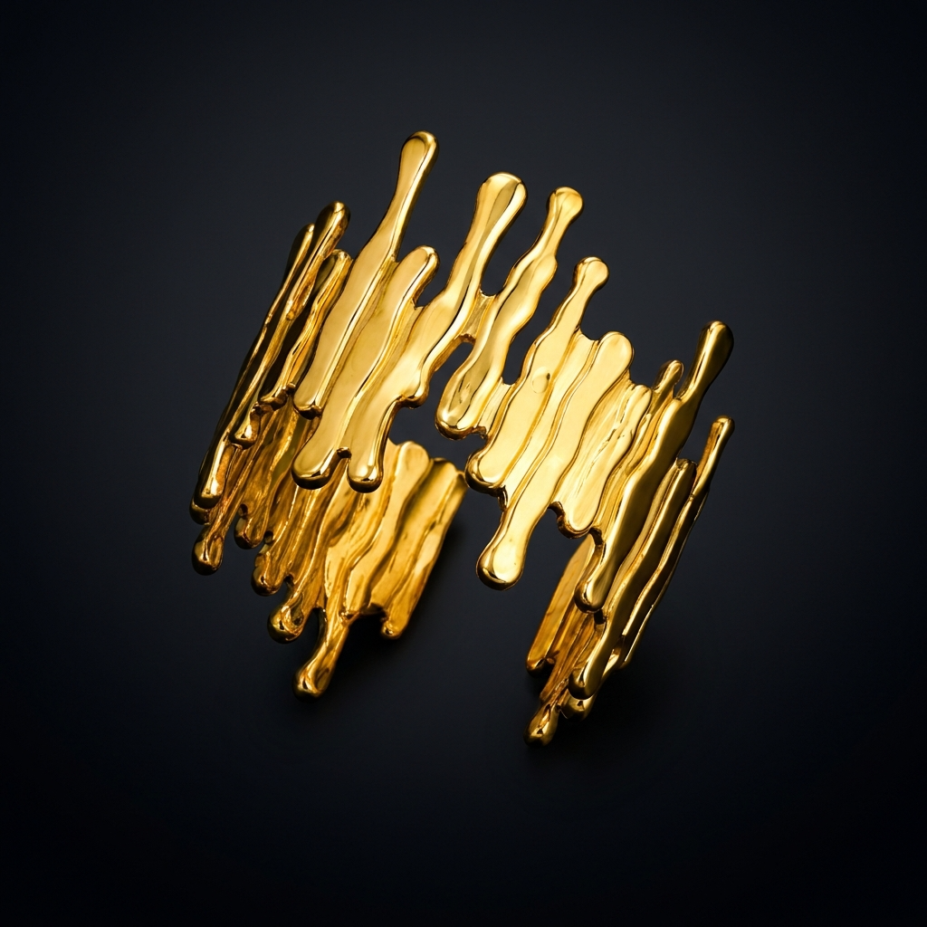 Drip Line Organic Zig-Zag Flexi Size Ring | 18K PVD Gold Plated- For Women | Includes: Ring