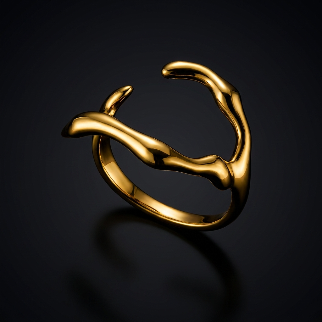 Ultra Edge Organic Branch Flexi Size Ring | 18K PVD Gold Plated- For Women | Includes: Ring
