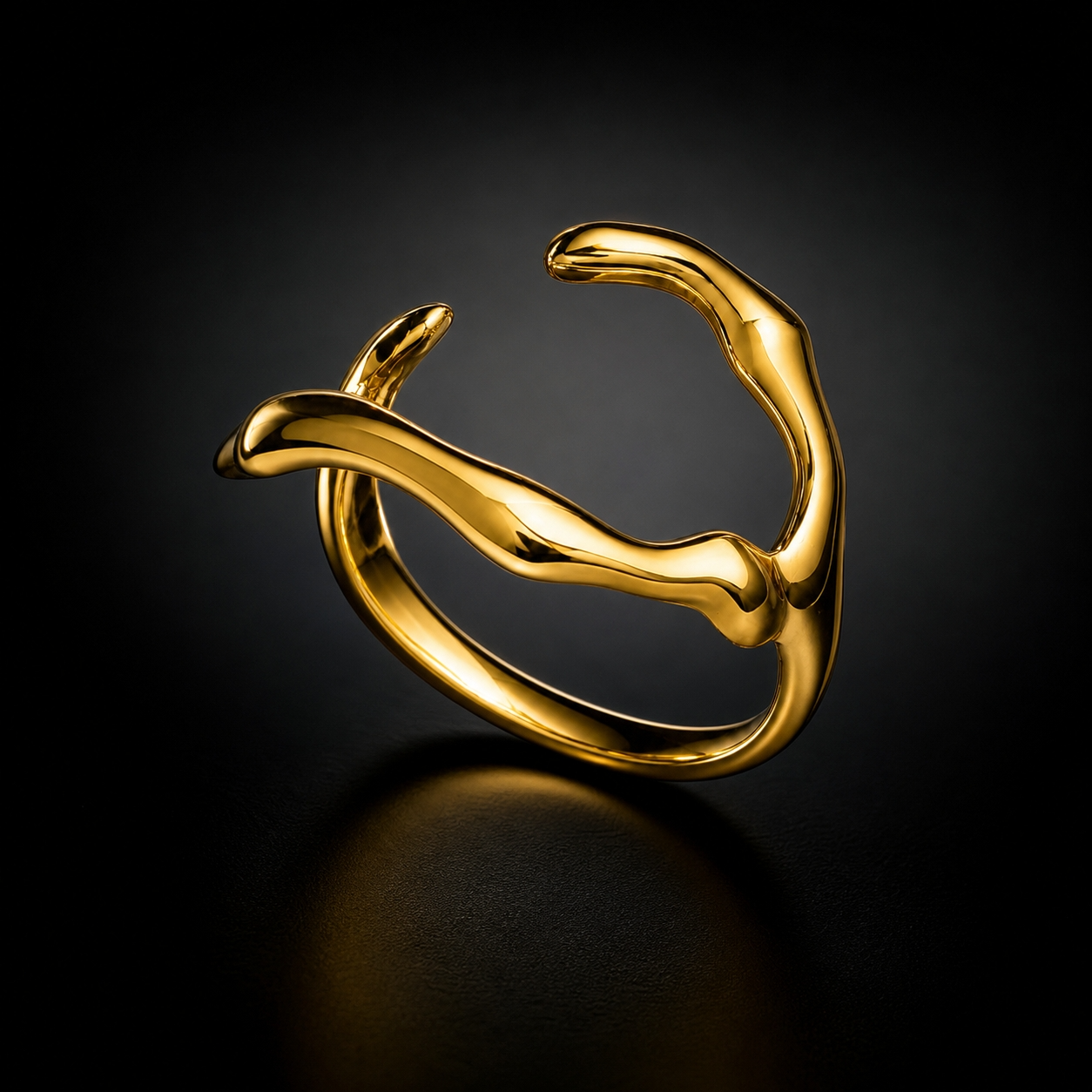 Ultra Edge Organic Branch Flexi Size Ring | 18K PVD Gold Plated- For Women | Includes: Ring