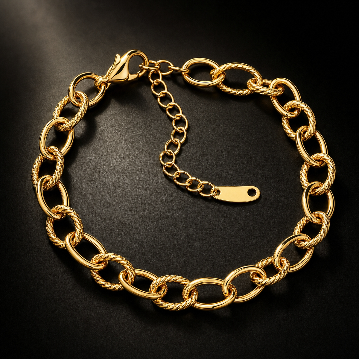 Texture MIXED OVAL LINK Bracelet | Gold-Tone - For Women | Includes: Bracelet