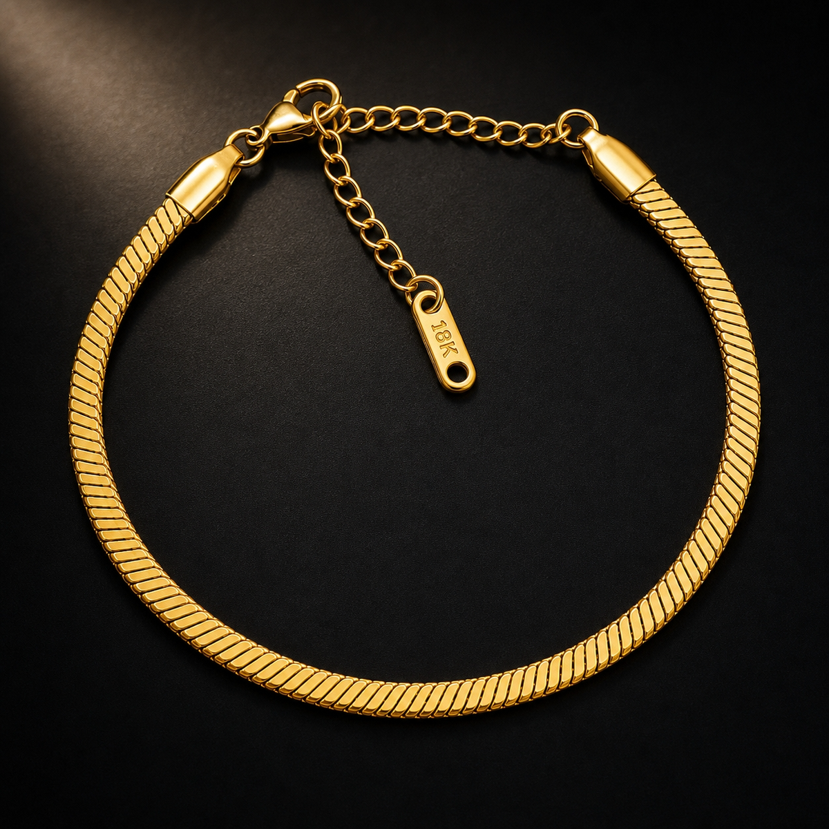 Sleek FLAT SNAKE CHAIN Bracelet | Gold-Tone - For Women | Includes: Bracelet