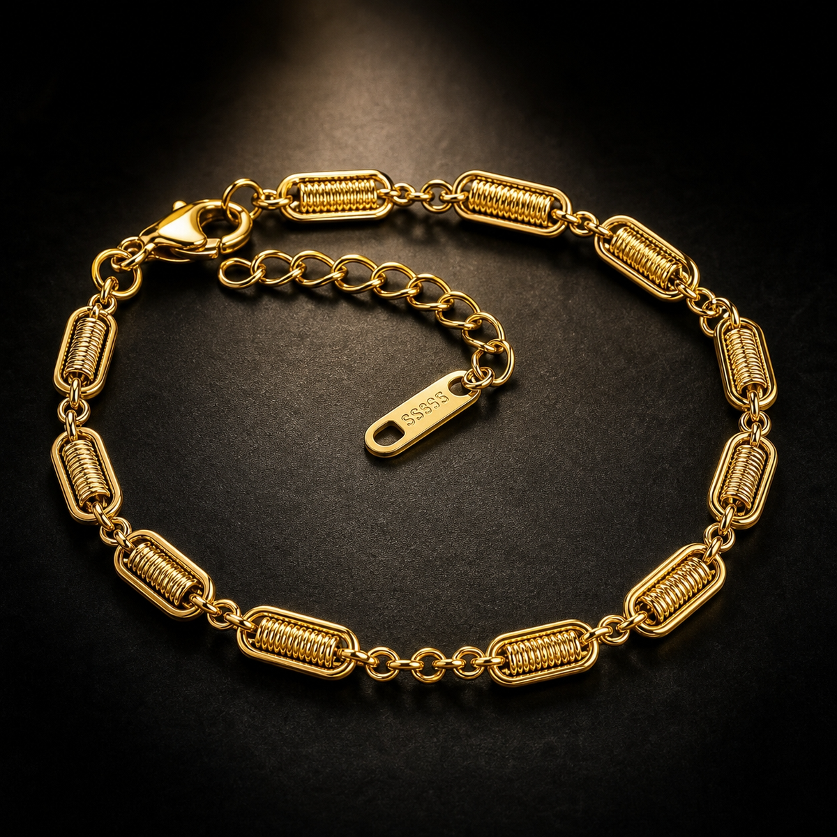 Coil TEXTURED RECTANGLE LINK Bracelet | Gold-Tone - For Women | Includes: Bracelet