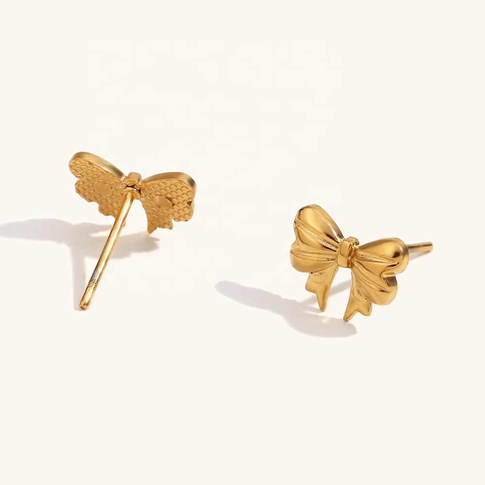 Elegant Bow Earrings | 18K PVD Gold Plated - For Women | Includes: Earrings