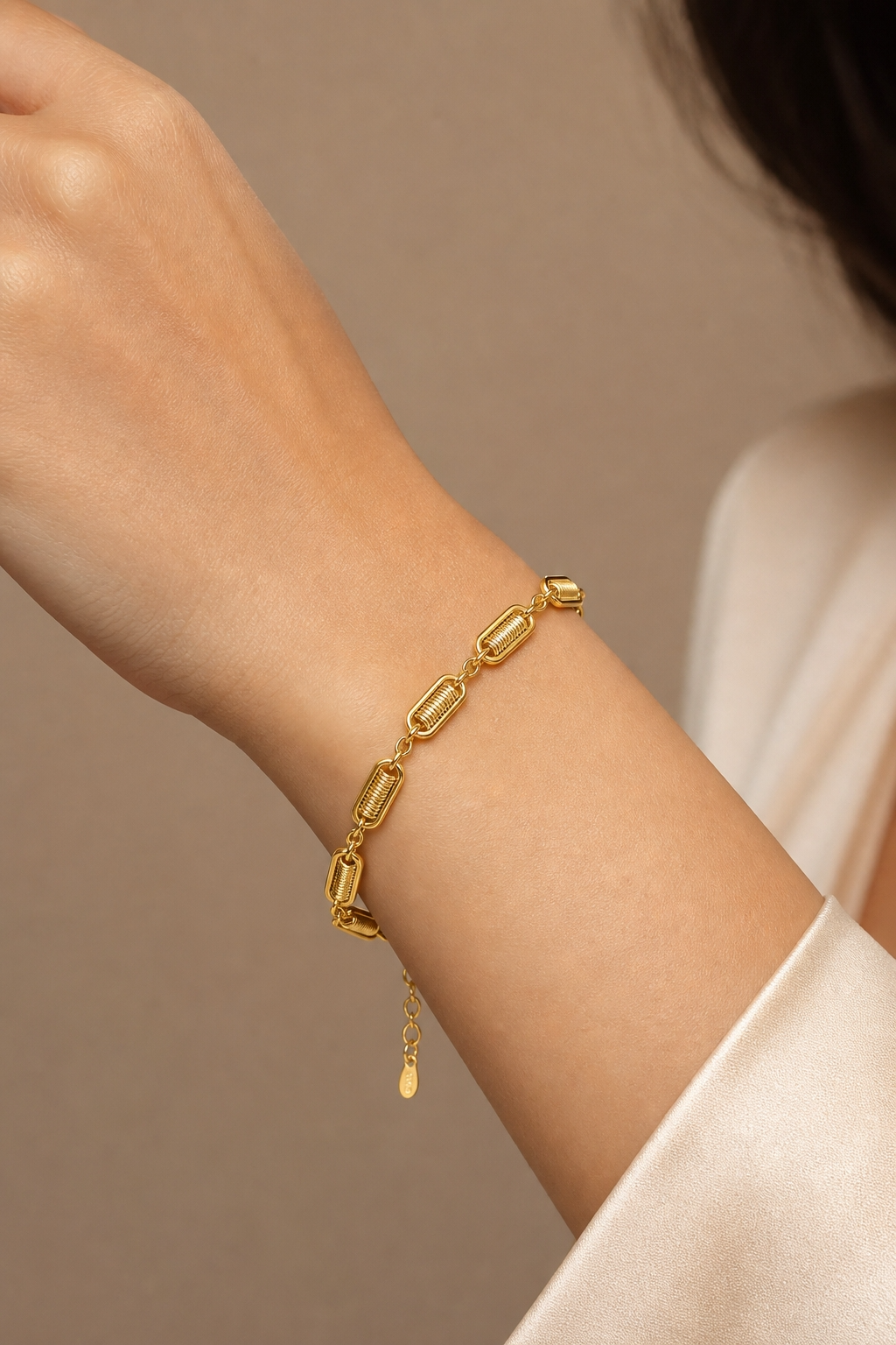 Coil TEXTURED RECTANGLE LINK Bracelet | Gold-Tone - For Women | Includes: Bracelet
