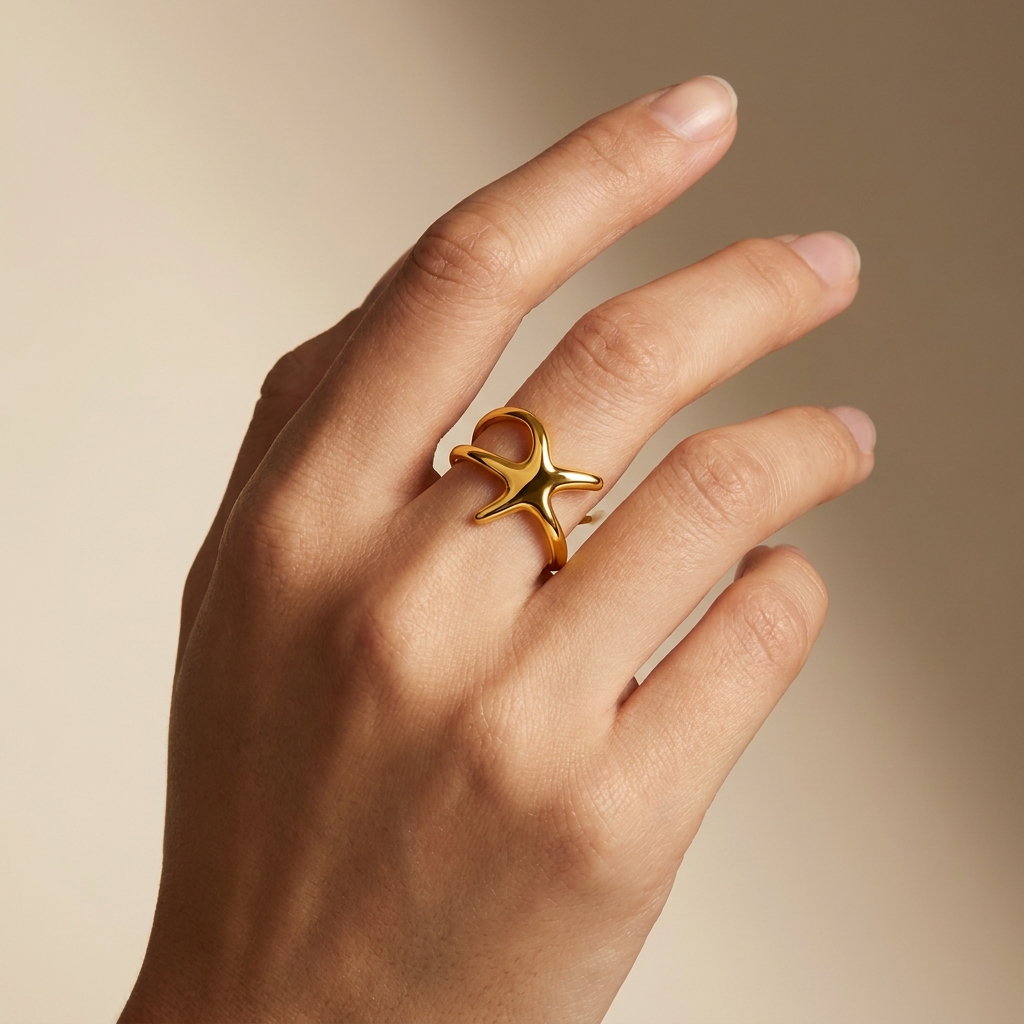 Trendy Galaxi Star Flexi Size Ring | 18K PVD Gold Plated- For Women | Includes: Ring