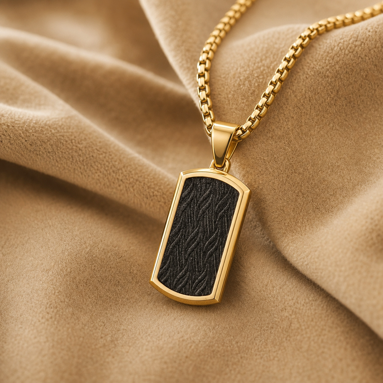 Ultra Posh Black Textured Golden Necklace | 18K PVD REAL Gold Plated- For Men| Includes: Necklace