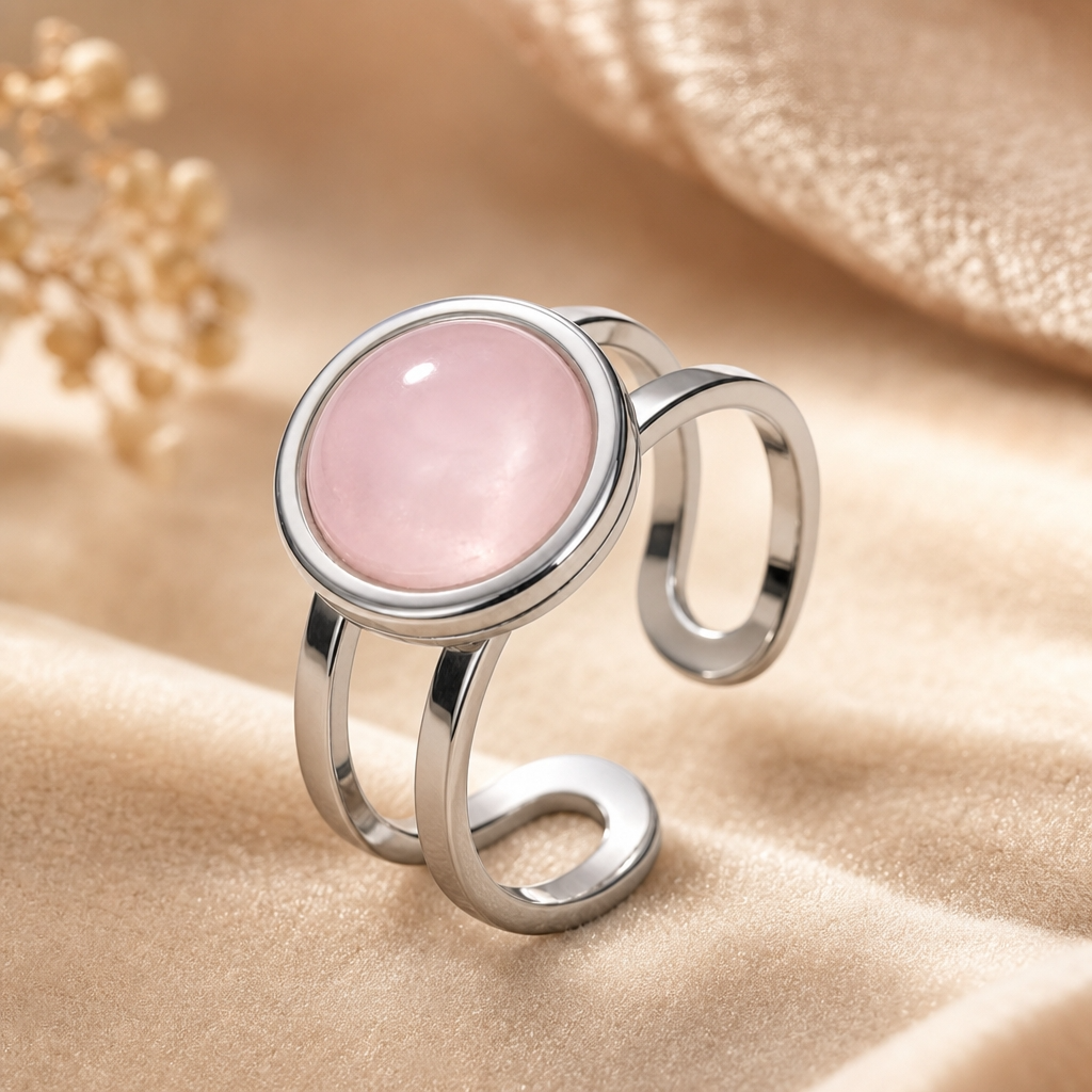 Adjustable Ring with Moonstone | Silver Plated -For Women | Includes: Ring