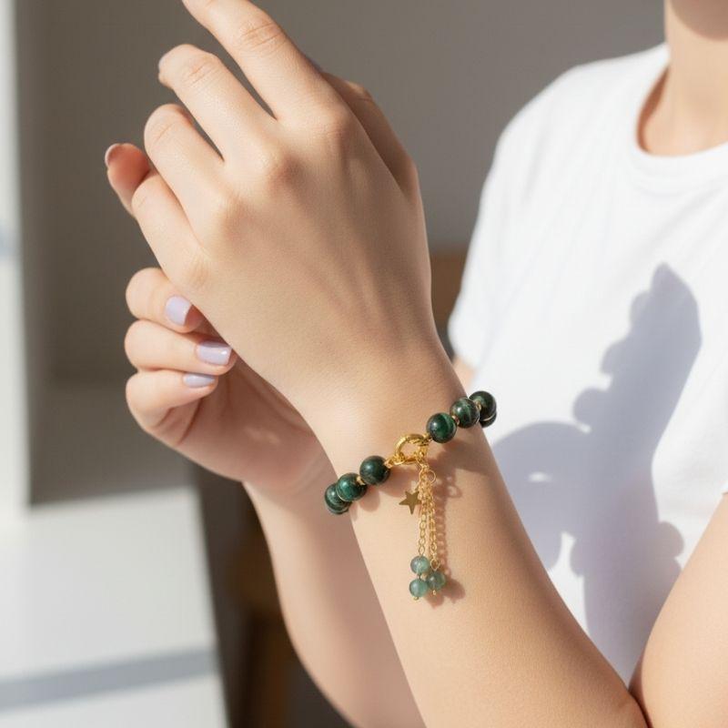 Emerald Grace Bracelet | Green Agate Stone & 18k Gold Plated - For Women | Includes: Bracelet
