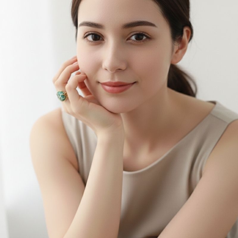 Emerald Luxe Ring | Green Crystal & PVD Gold - For Women | Includes: Ring