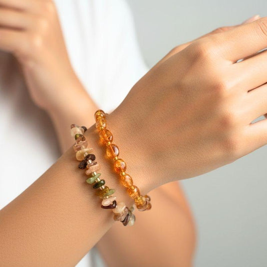 Energy Harmony Duo | Carnelian & Indian Agate - For Women | Includes: Bracelets (Set of 2)