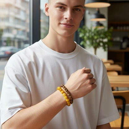 Energy Stacked Bracelets | Yellow Calcite - For Unisex | Includes: Bracelets (Set of 2)