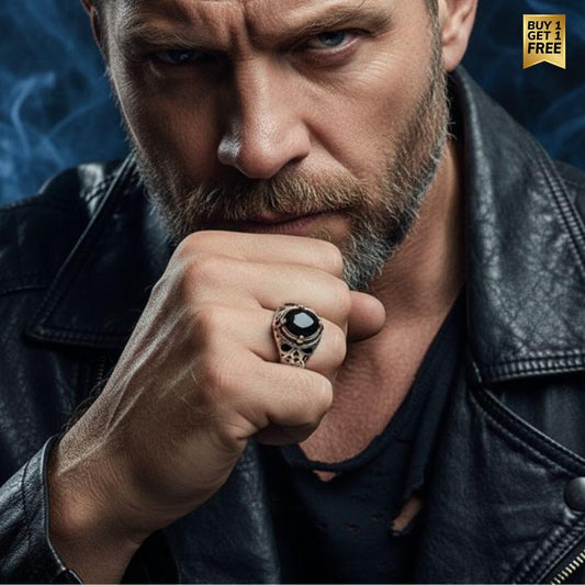 Esoteric Courage Ring | Black Zircon - For Men | Includes: Ring