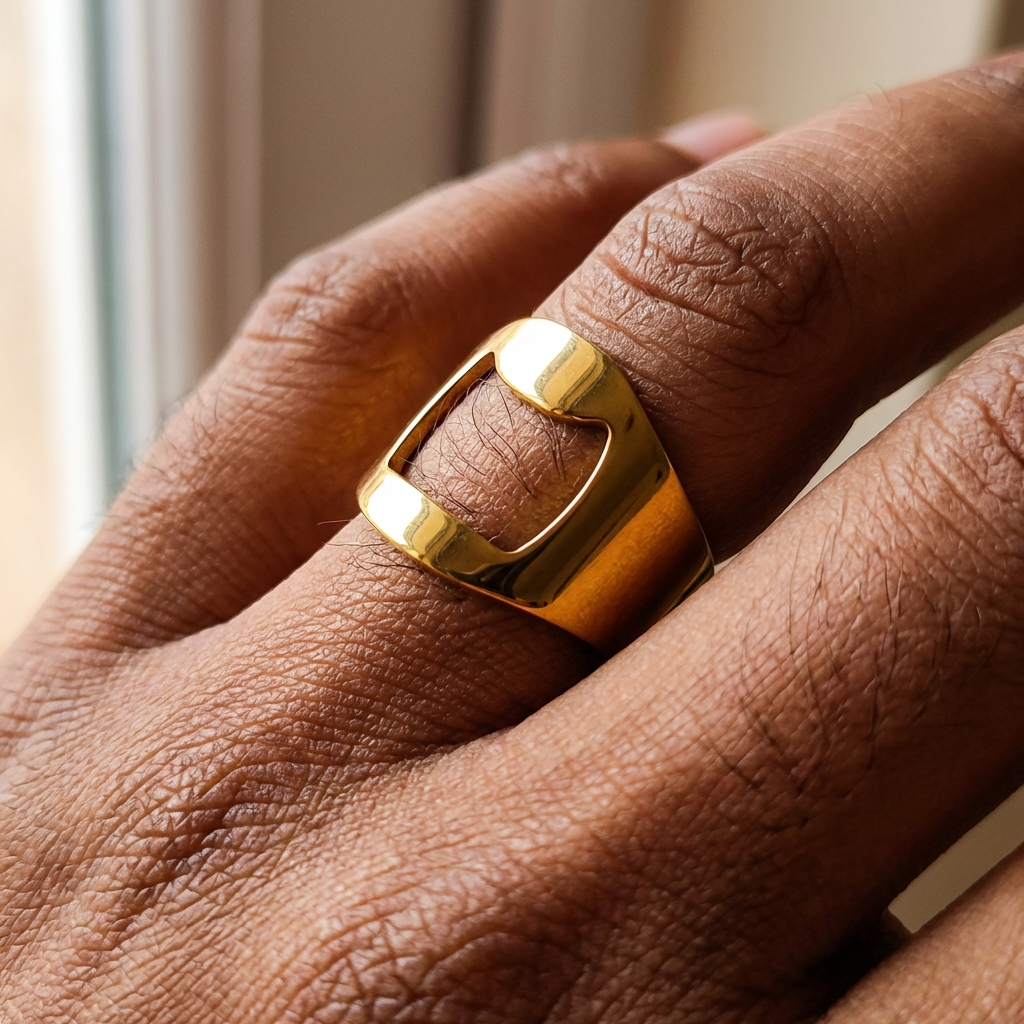 Funky Golden Bottle Opener Ring | REAL Steel– For Men | Includes: Ring