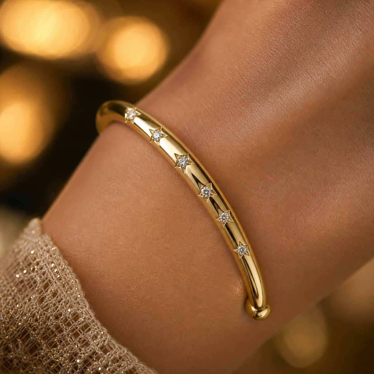 Starlight STAR-SET OPEN CUFF Bracelet | Gold-Tone - For Women | Includes: Bracelet