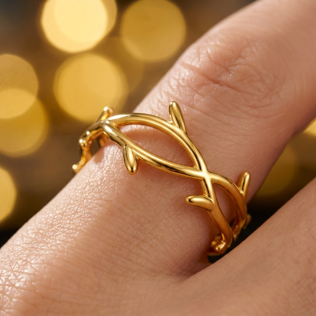 Trendy Tree Twist Flexi Size Ring | 18K PVD Gold Plated- For Women | Includes: Ring