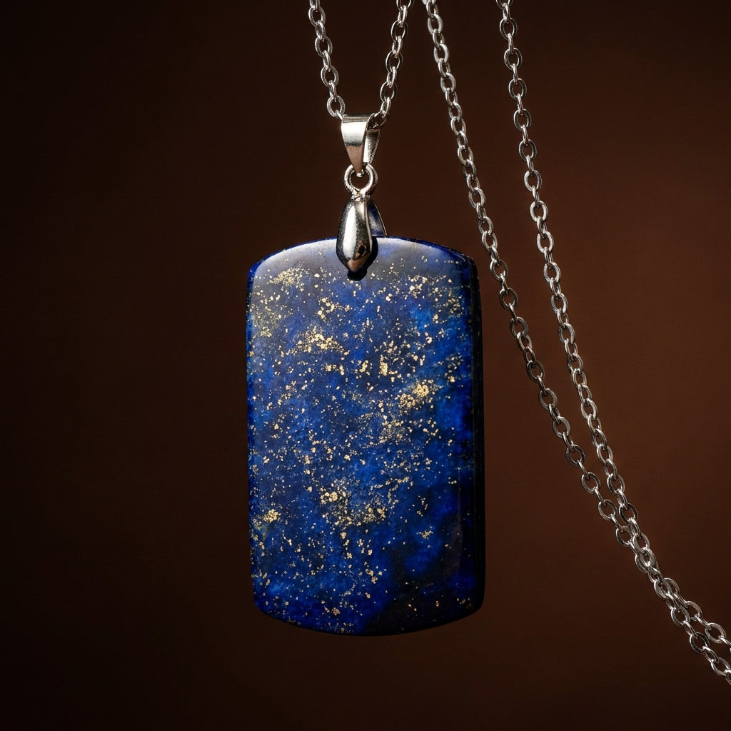 Lapis Lazuli REAL Stone Men's Necklace | Stainless Steel - For Men| Includes: Necklace