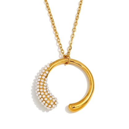 Chic Semi Round Necklace | 18K PVD Gold Plated - For Women | Includes: Necklace