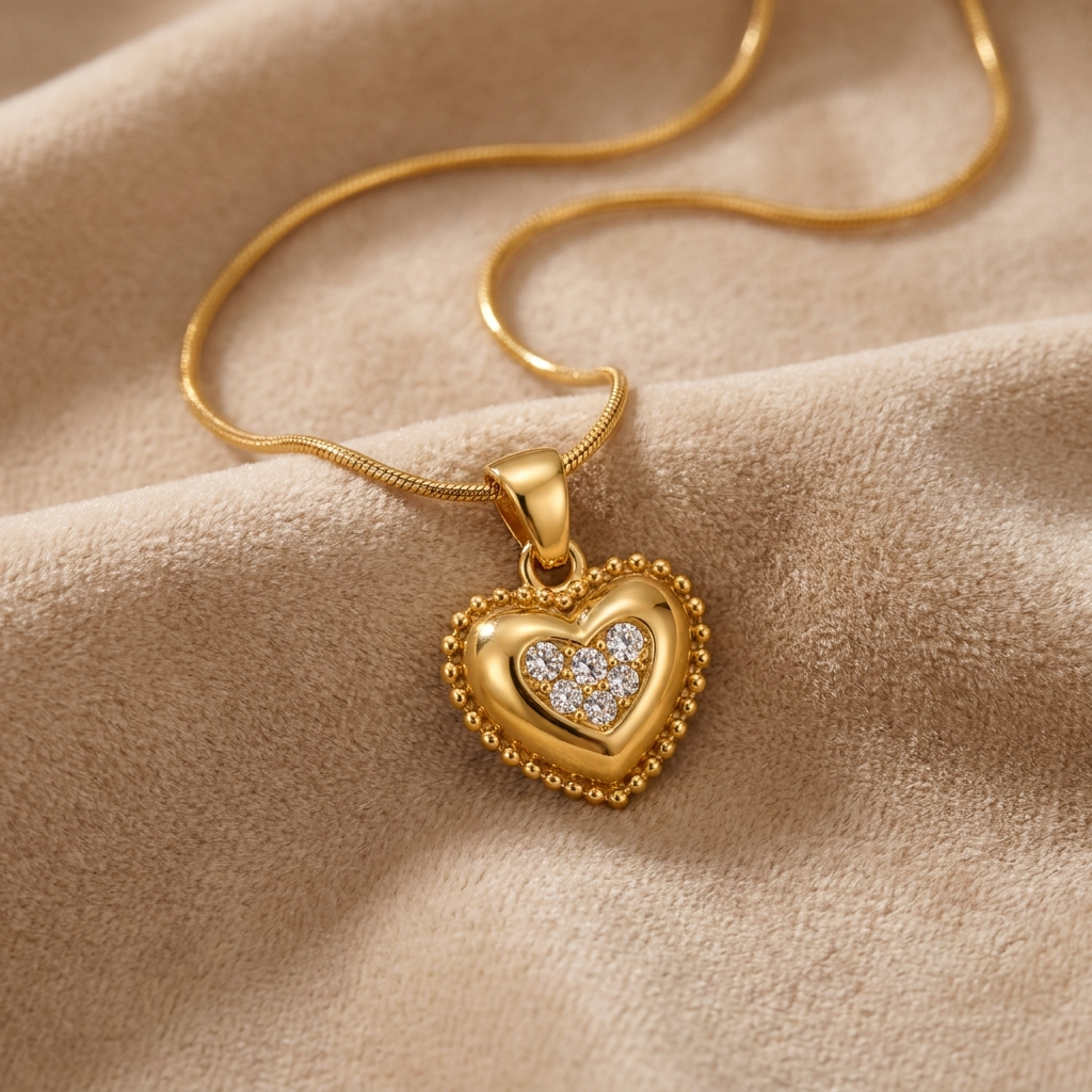 Cherish Beaded HEART CLUSTER Necklace | Gold-Tone - For Women | Includes: Necklace