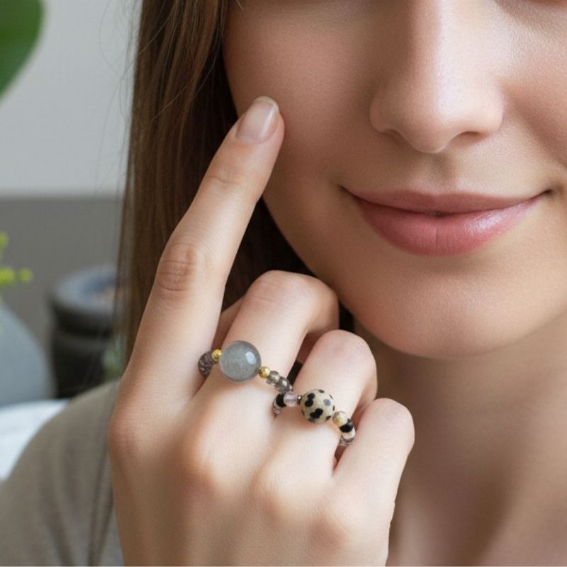 Flexi Modern Rings | Agate & Quartz - For Women | Includes: Rings (Set of 2)