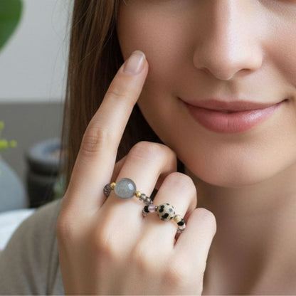 Flexi Modern Rings | Agate & Quartz - For Women | Includes: Rings (Set of 2)