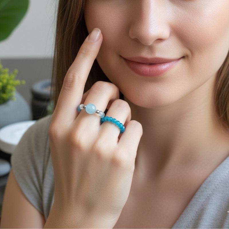 Flexi Modern Rings | Apatite Gemstones - For Women | Includes: Rings (Set of 2)