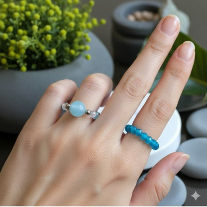Flexi Modern Rings | Apatite Gemstones - For Women | Includes: Rings (Set of 2)