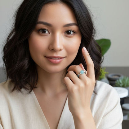 Flexi Modern Rings | Apatite Gemstones - For Women | Includes: Rings (Set of 2)