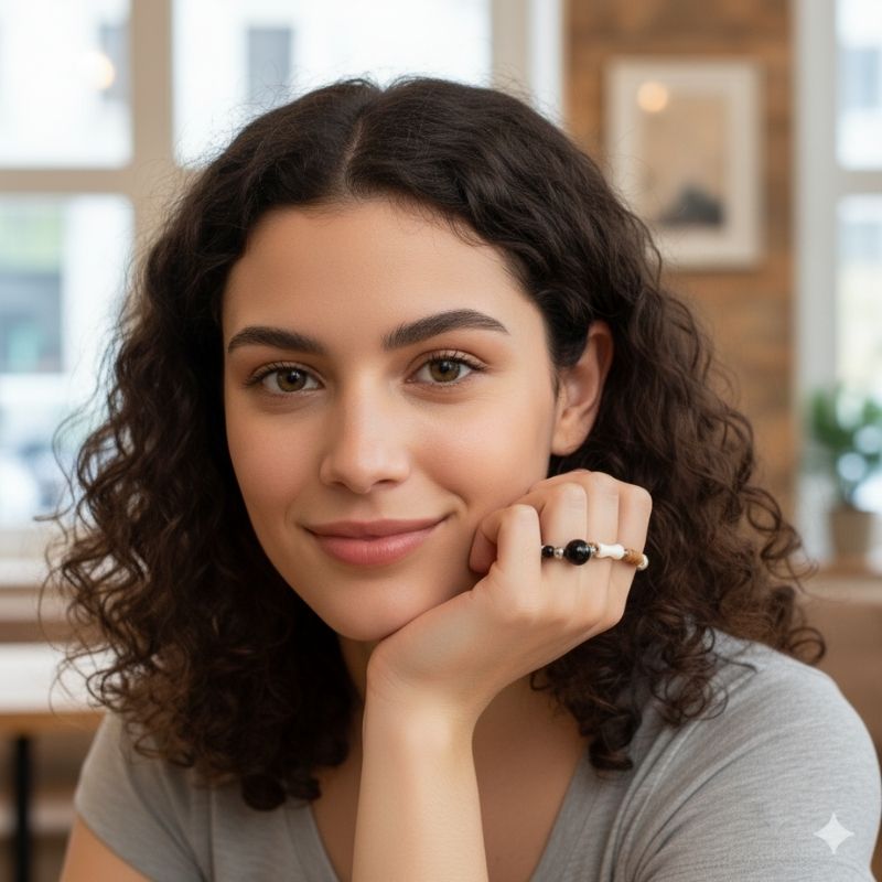 Flexi Modern Rings | Brown Obsidian Gemstones - For Women | Includes: Rings (Set of 2)