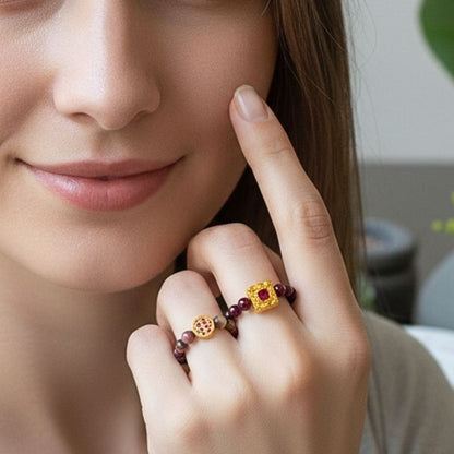 Flexi Modern Rings | Carnelian Gemstones - For Women | Includes: Rings (Set of 2)