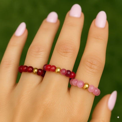 Flexi Modern Rings | Pink Rani Gemstones - For Women | Includes: Rings (Set of 3)
