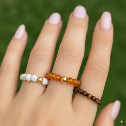 Flexi Modern Rings | Yellow & White Gemstones - For Women | Includes: Rings (Set of 3)
