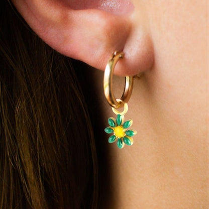 Floral Charm Earrings | 18K PVD Gold Plated - For Women | Includes: Earrings