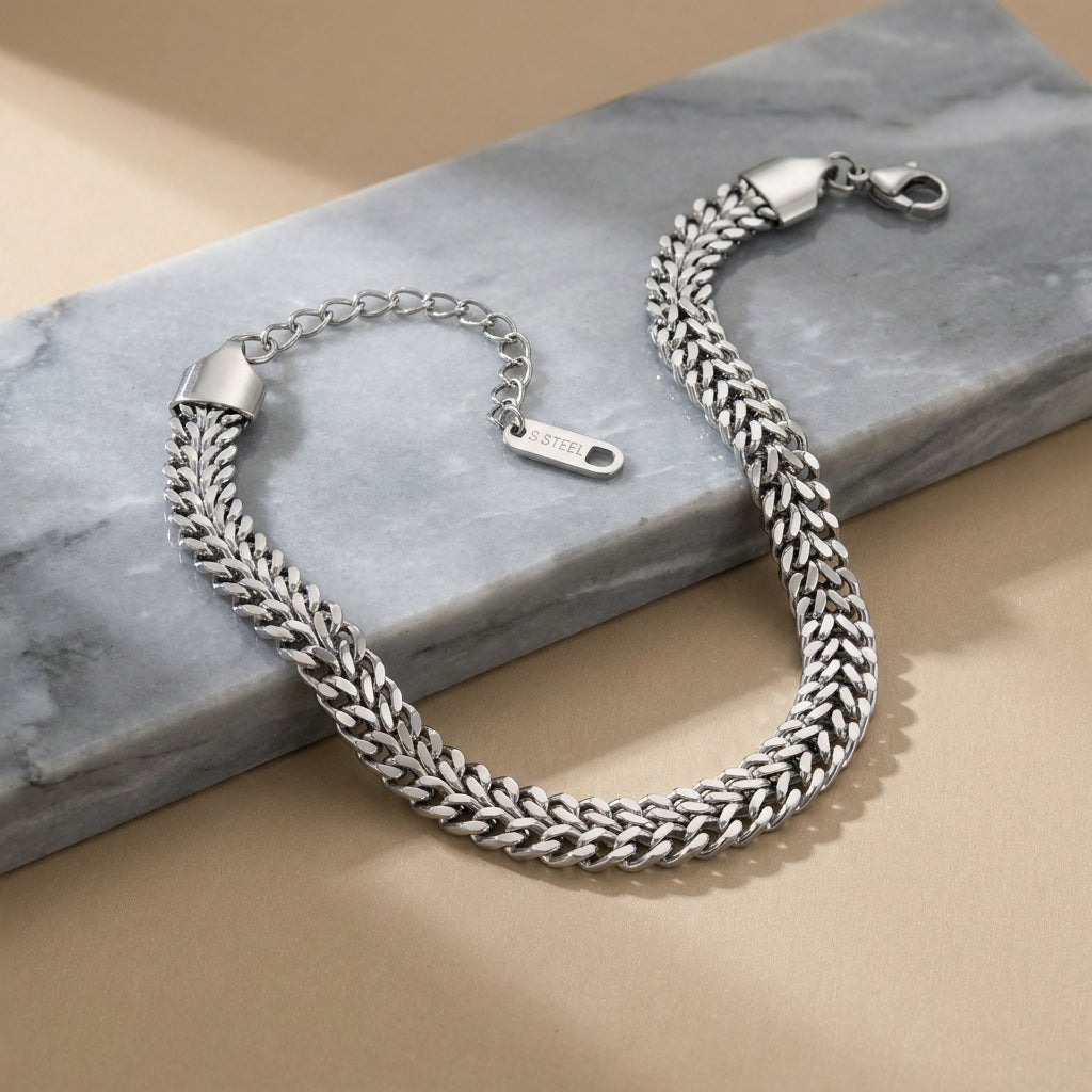 Modern Weaved Regular Flexi 6MM Steel Bracelet | TITANIUM STEEL- For Men | Includes: Bracelet
