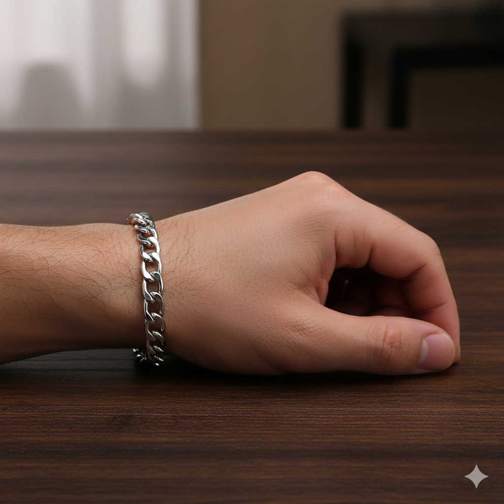 Classical Design Chain Bracelet | Stainless Steel - For Men | Includes: Bracelet