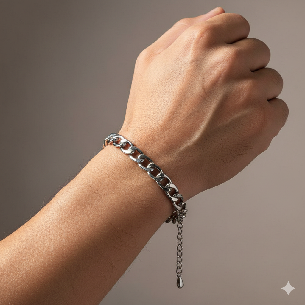 Classical Design Chain Bracelet | Stainless Steel - For Men | Includes: Bracelet