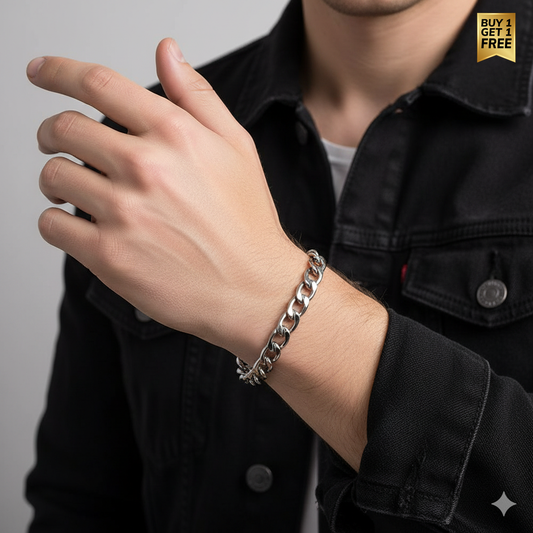 Classical Design Chain Bracelet | Stainless Steel - For Men | Includes: Bracelet