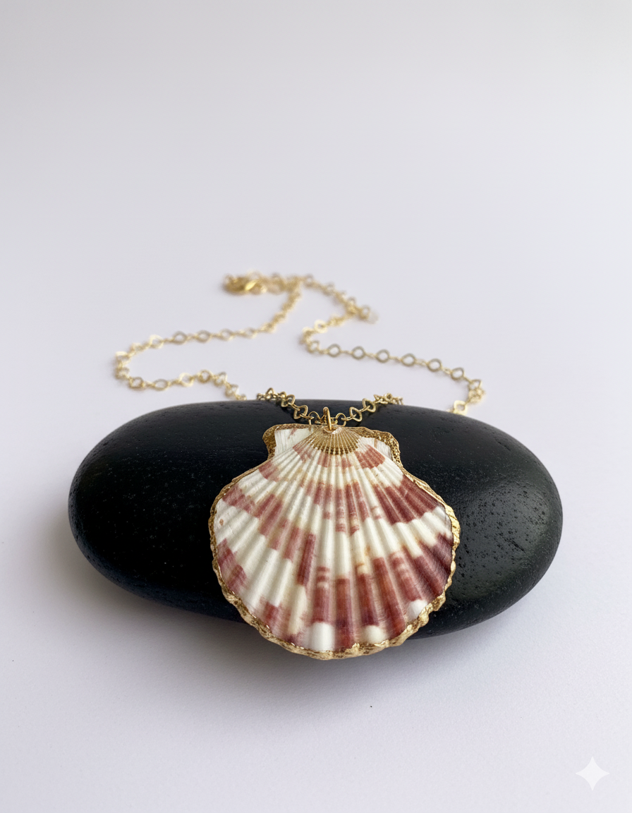 Calico scallop Necklace | Calico scallop Shell- For Women | Includes: Necklace