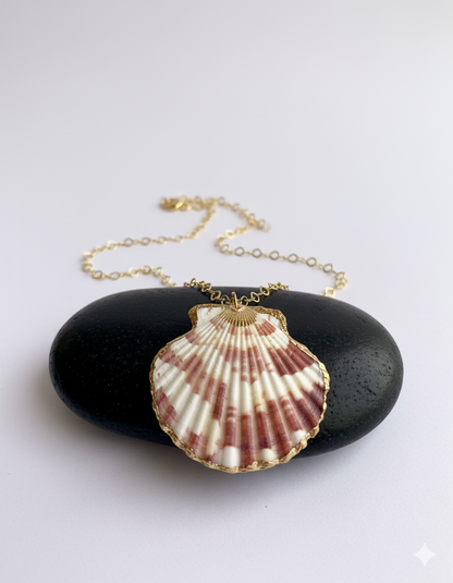 Calico scallop Necklace | Calico scallop Shell- For Women | Includes: Necklace
