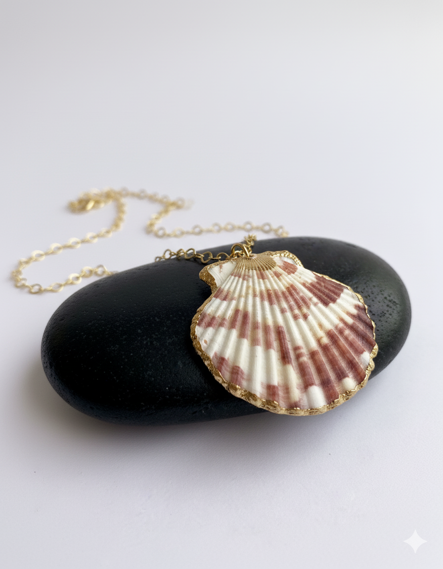 Calico scallop Necklace | Calico scallop Shell- For Women | Includes: Necklace