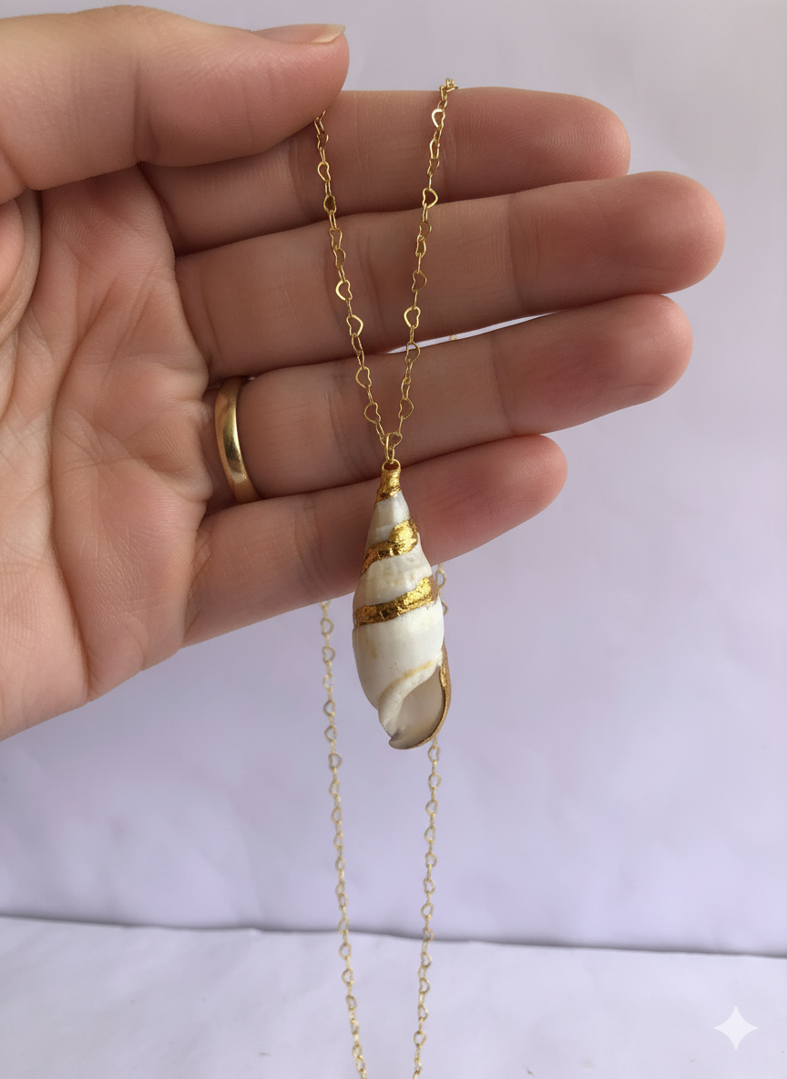 Olive Conch Necklace | Natural Conch - For Women | Includes: Necklace