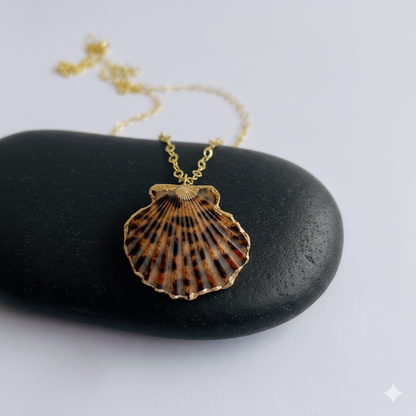 Tiger calico scallop Necklace | Natural Scallop - For Women | Includes: Necklace
