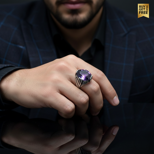 Navy Purple Zircon Ring | Premium Alloy– For Men | Includes: Ring