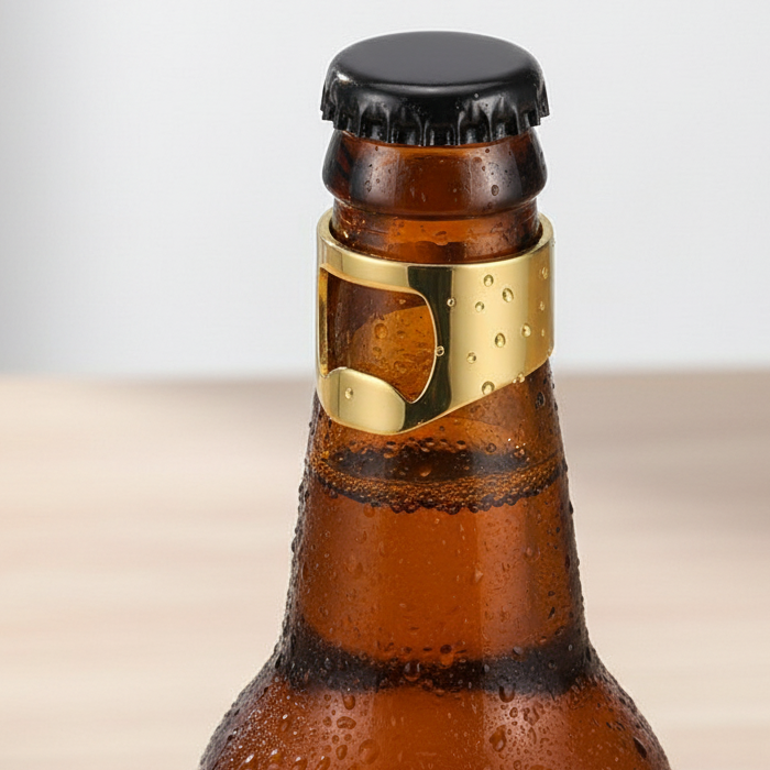 Funky Golden Bottle Opener Ring | REAL Steel– For Men | Includes: Ring